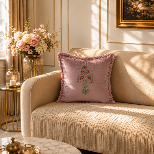 FLEUR DE SILK EMBROIDERED CUSHION