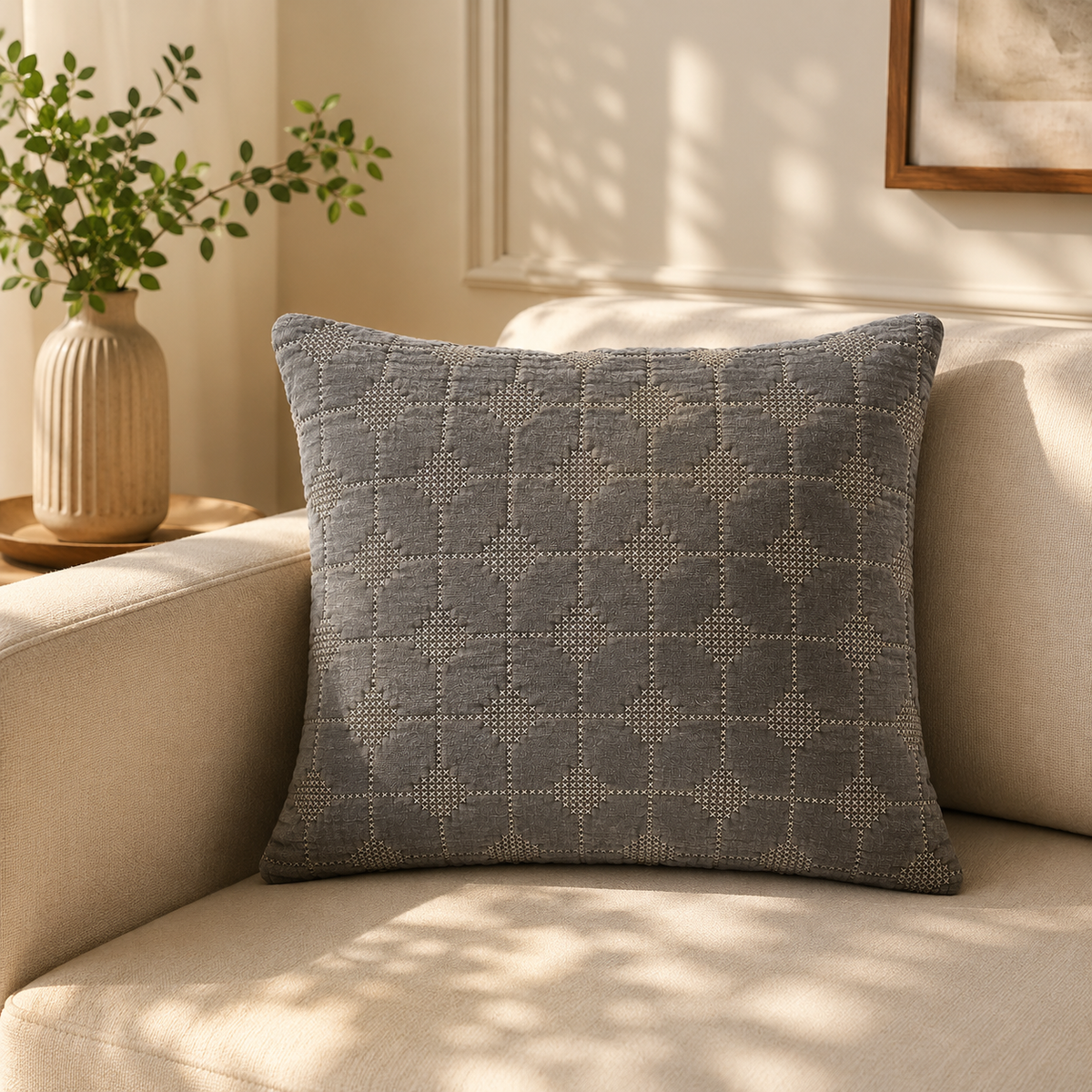 VELVET EMBROIDERED IN GREY