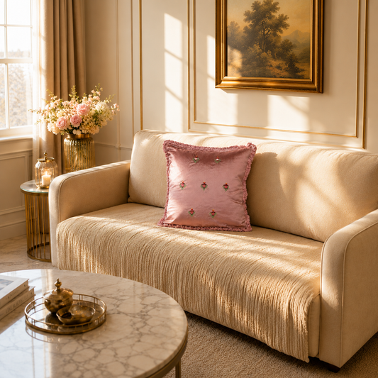 FLEUR DE SILK EMBROIDERED CUSHION